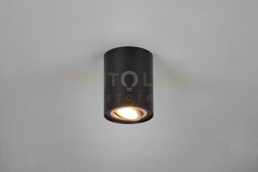 COOKIE CILINDRO SPOT ORIENTABILE NERO + ORO D. 9,6CM H. 12,5CM  1 LUCE ATTACCO GU10