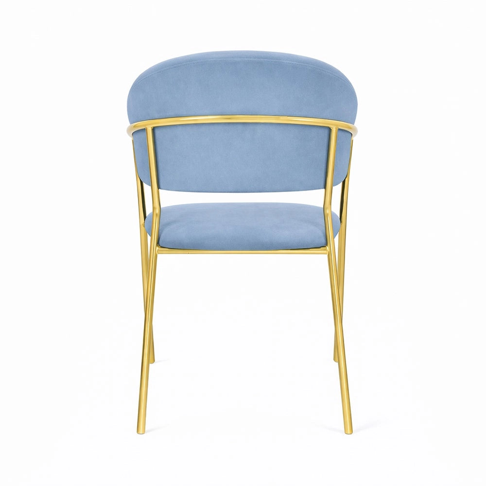 Sedie da sala da pranzo set da 2 Aurelia con schienale in velluto celeste
