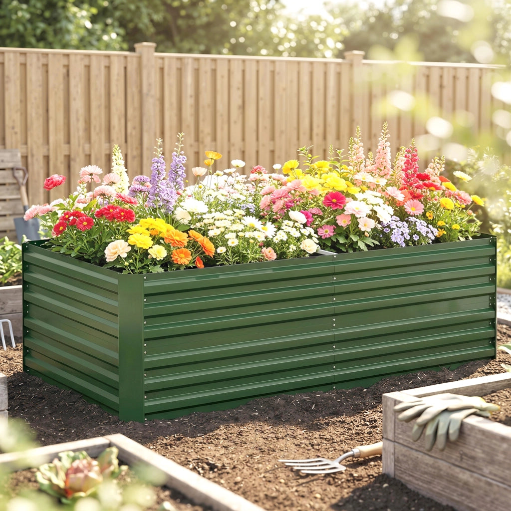 Carr¨¦ da giardino rettangolare ¨C zephmum ¨C grigio acciaio galvanizzato 180x90x59 cm