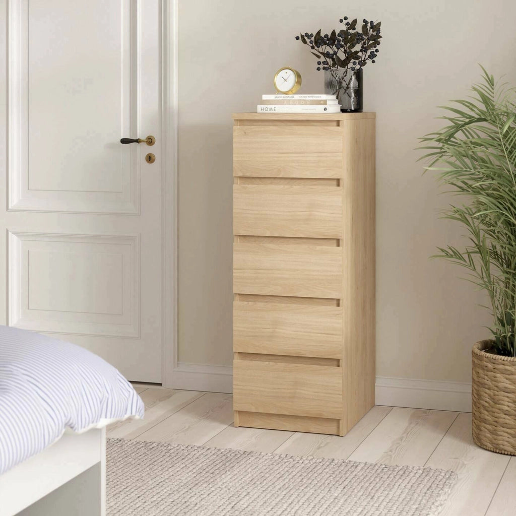 Cassettiera Achaldi, Settimino multiuso, Comò camera da letto, Mobile con cassetti, 50x40 h111 cm, Rovere