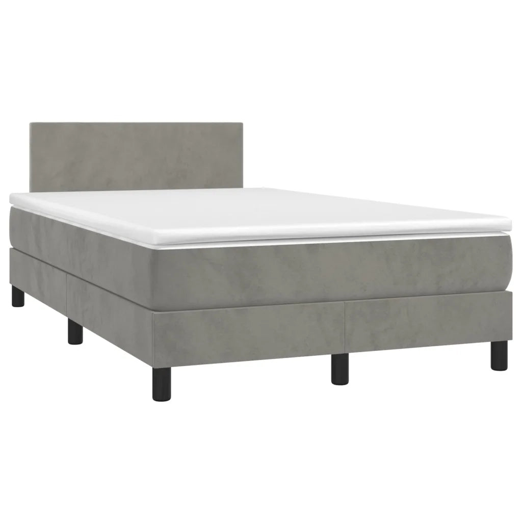 Giroletto a Molle con Materasso Grigio Chiaro 120x190cm Velluto