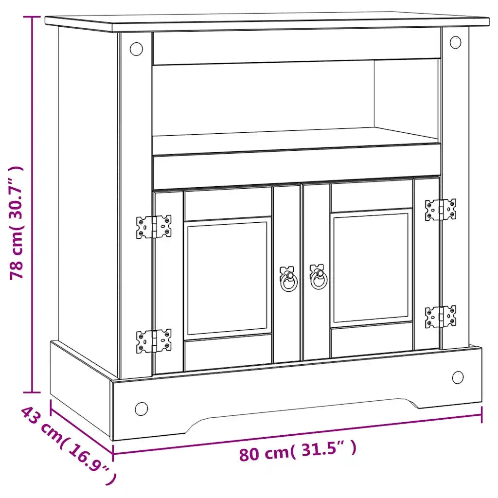 Mobile Porta TV Legno Pino Messicano Corona Range 80x43x78 cm 243746