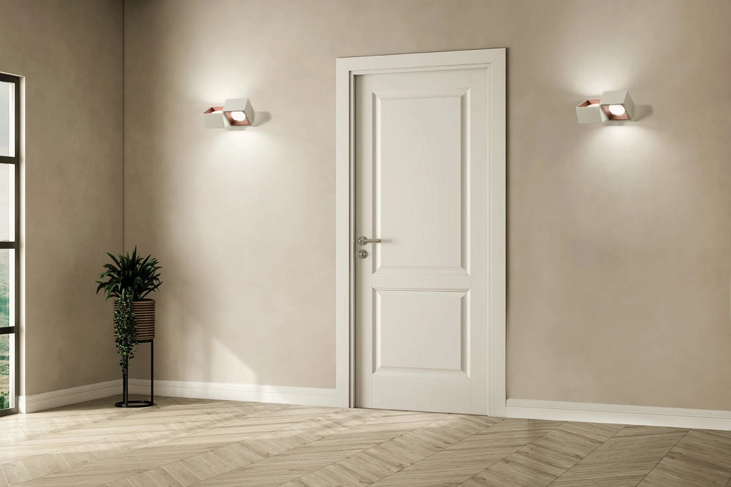 NASSO applique a Parete 2 Luci attacco GX53 Biemissiva Quadrata rame in gesso e alluminio