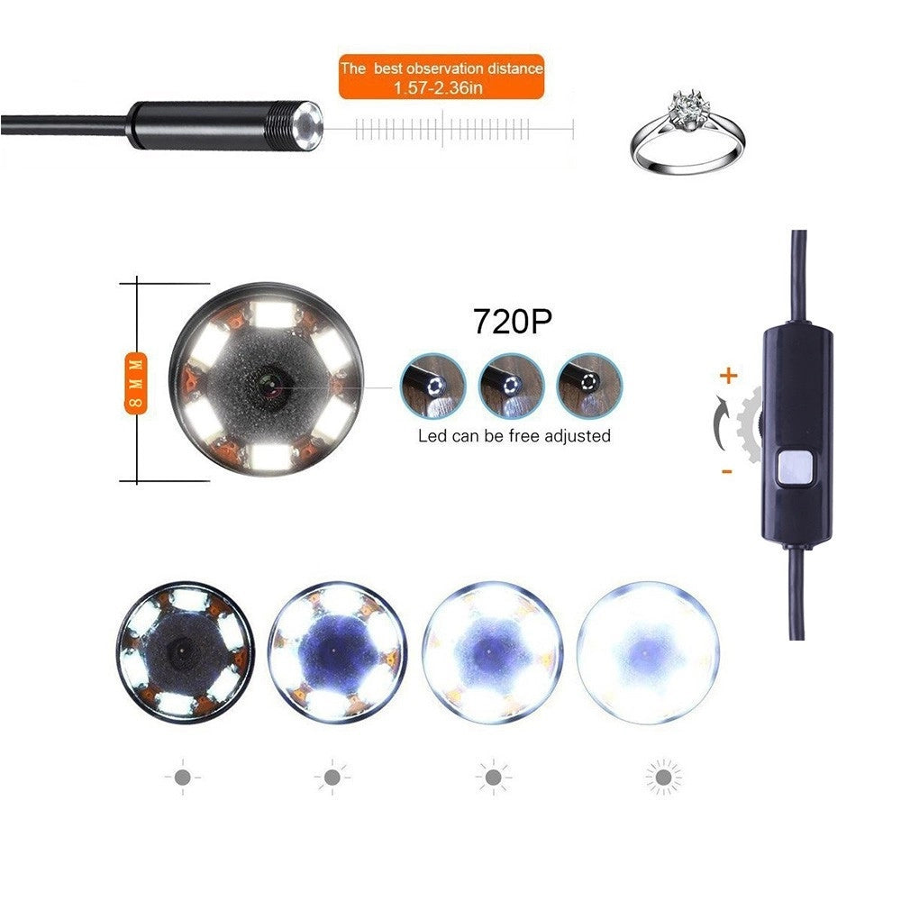 Trade Shop - Telecamera Endoscopica Per Ispezione Wifi Per Smartphone 6 Led Mt Ip67 -    -5 Mt   -