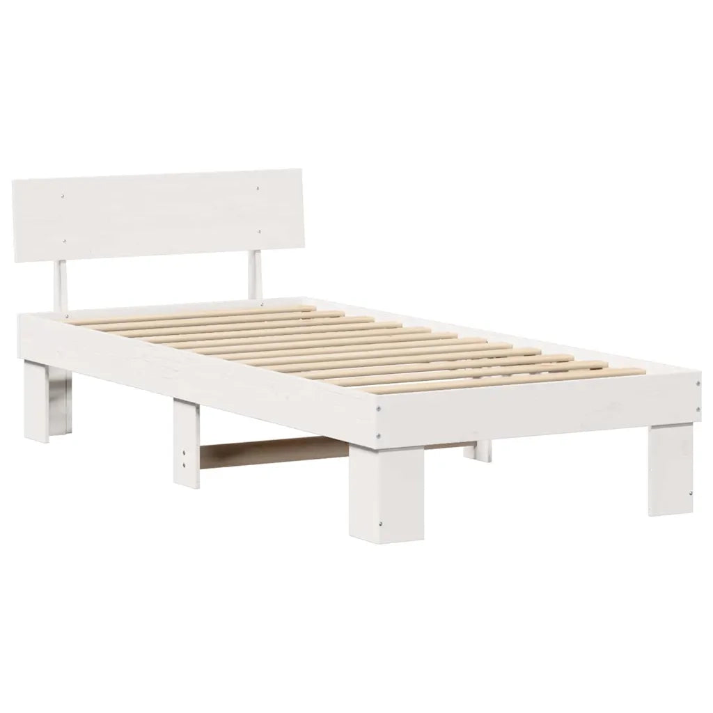 Struttura del letto Bianco 75 x 190 cm Pino massello 872594