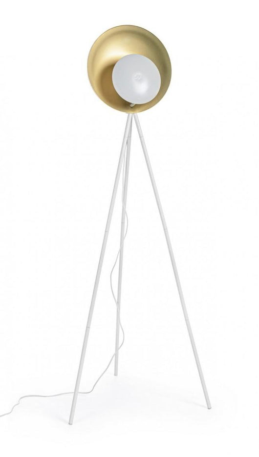 Lampada da Terra Piantana 87x56x155 cm E27 con Treppiede Bianco e Oro