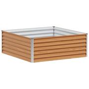 Fioriera quadrata rialzata 98 ​​x 100 x 36 cm design industriale moderno per esterni acciaio zincato marrone chiaro 02_0059045