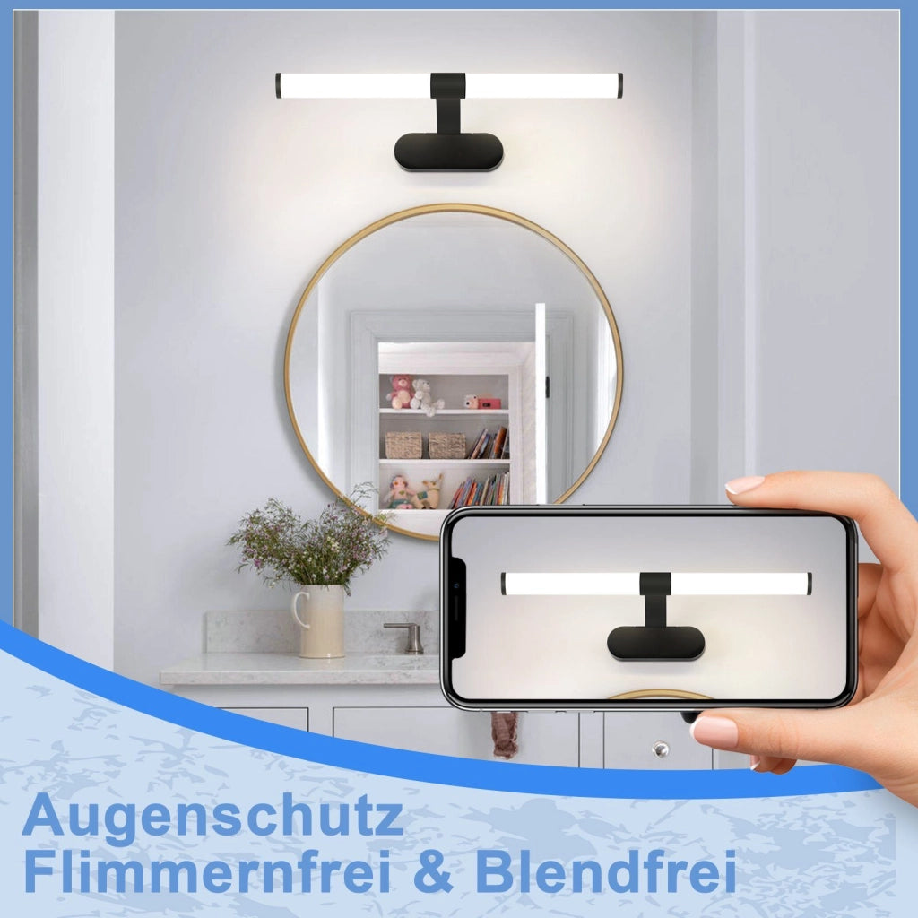 ZMH Lampada da Bagno LED 6W Bianco Neutro 4000K Curva Specchio IP44 Nera 40 cm per Armadietto Illuminazione