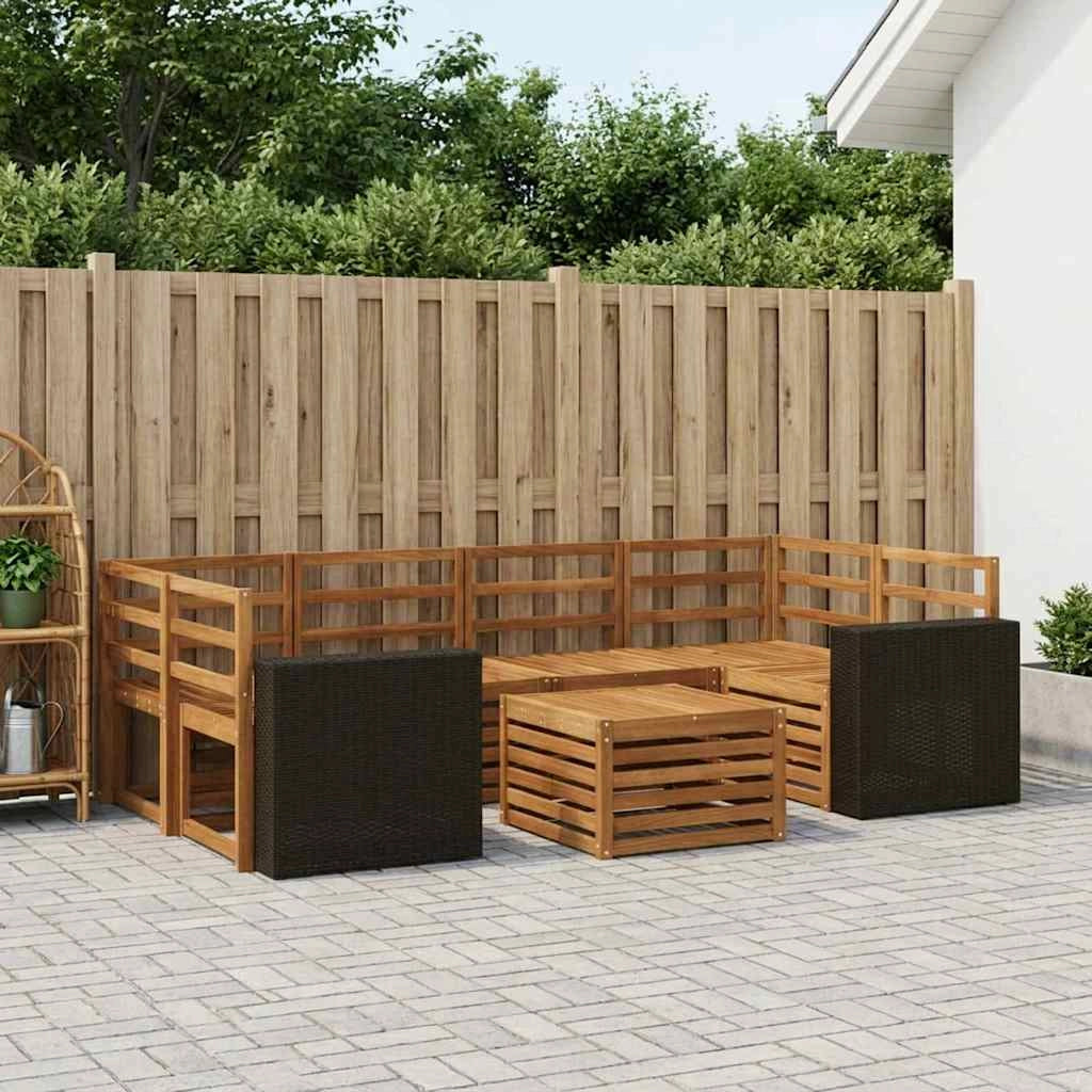 Set di divani da esterno 7 pz Naturale Legno di Acacia Massello 3384090