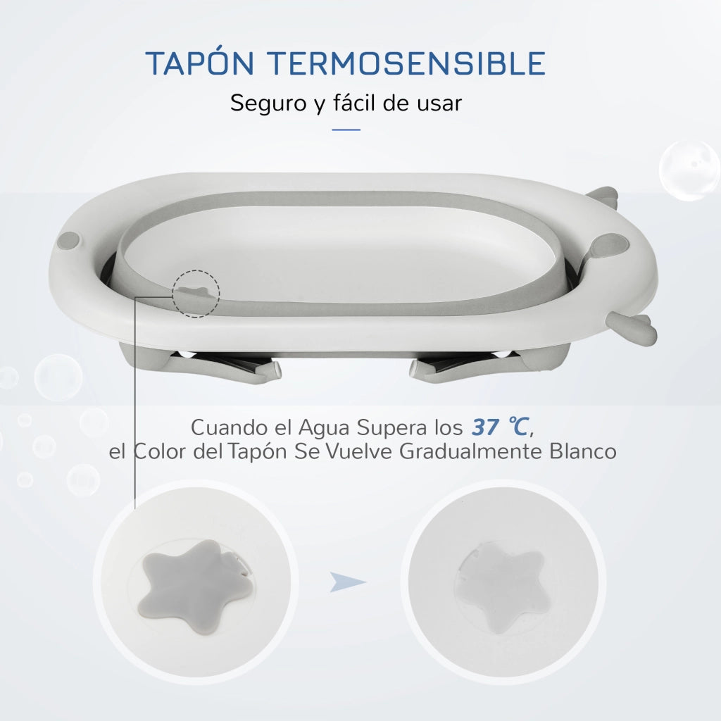 Vasca da bagno pieghevole per neonati e bambini ¨C zephmum ¨C 81,5x50,5x23,5 cm grigio