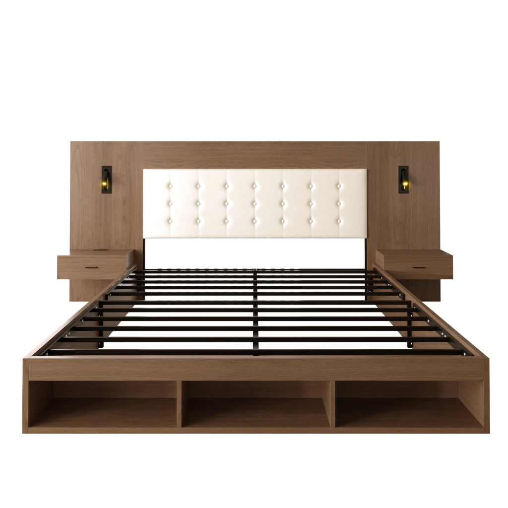 Letto Matrimoniale Contenitore con Comodini ¨C MINIMAL ¨C Legno Noce 180x200