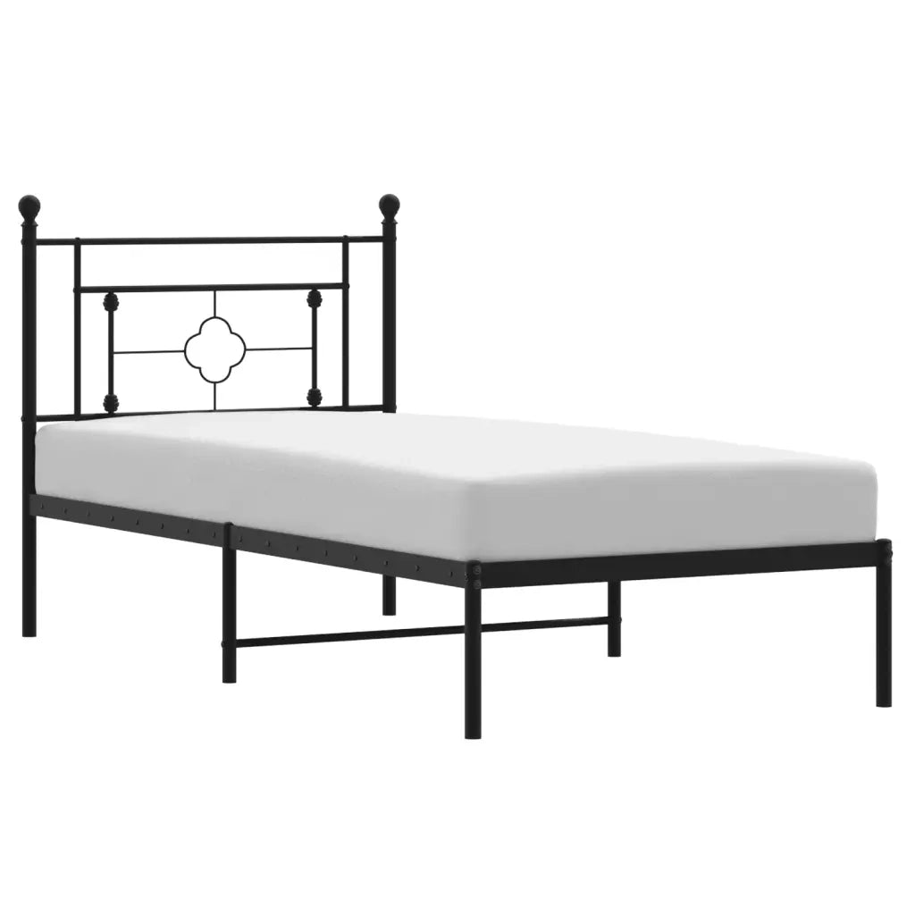 Giroletto con Testiera-Struttura Letto con testiera in Metallo Nero 90x190 cm 239589
