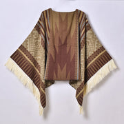 Sciarpa da viaggio da donna, stile etnico, con nappe, modello pullover, calda cappa decorativa da esterno in jacquard