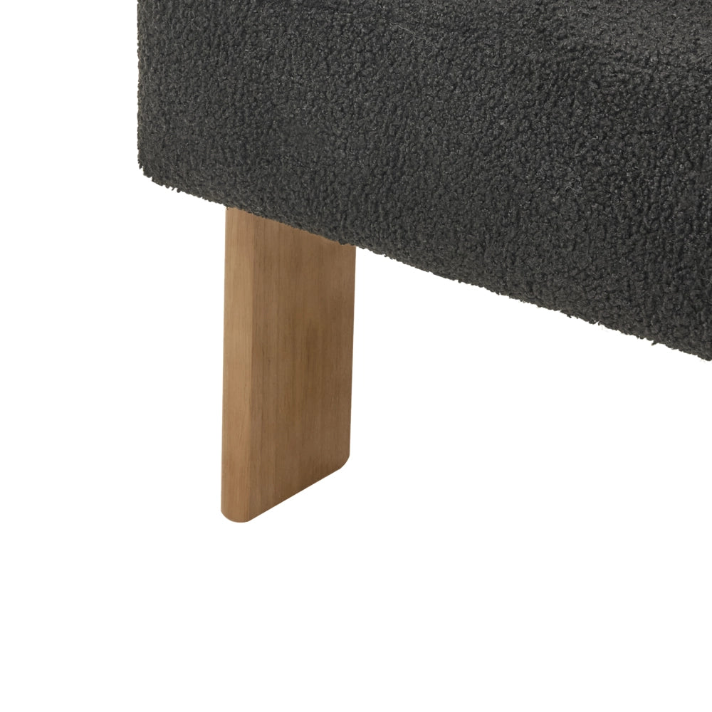 Poltrona nero e marrone scuro con rivestimento in bouclé design retrò gambe in legno per soggiorno