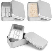 3 Pezzi di Piatto per Sapone in Alluminio con Coperchio - Aggiornamento Sigillante - Box per Sapone con Griglia di Scarico - Box per Sapone in Argento - Buon Sentimento - Per Viaggi e Uso Casalingo