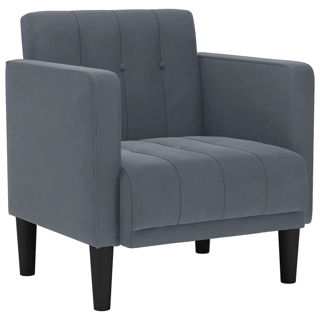 Divano Poltrona | Sedia con Braccioli Grigio Scuro 53 cm in Velluto