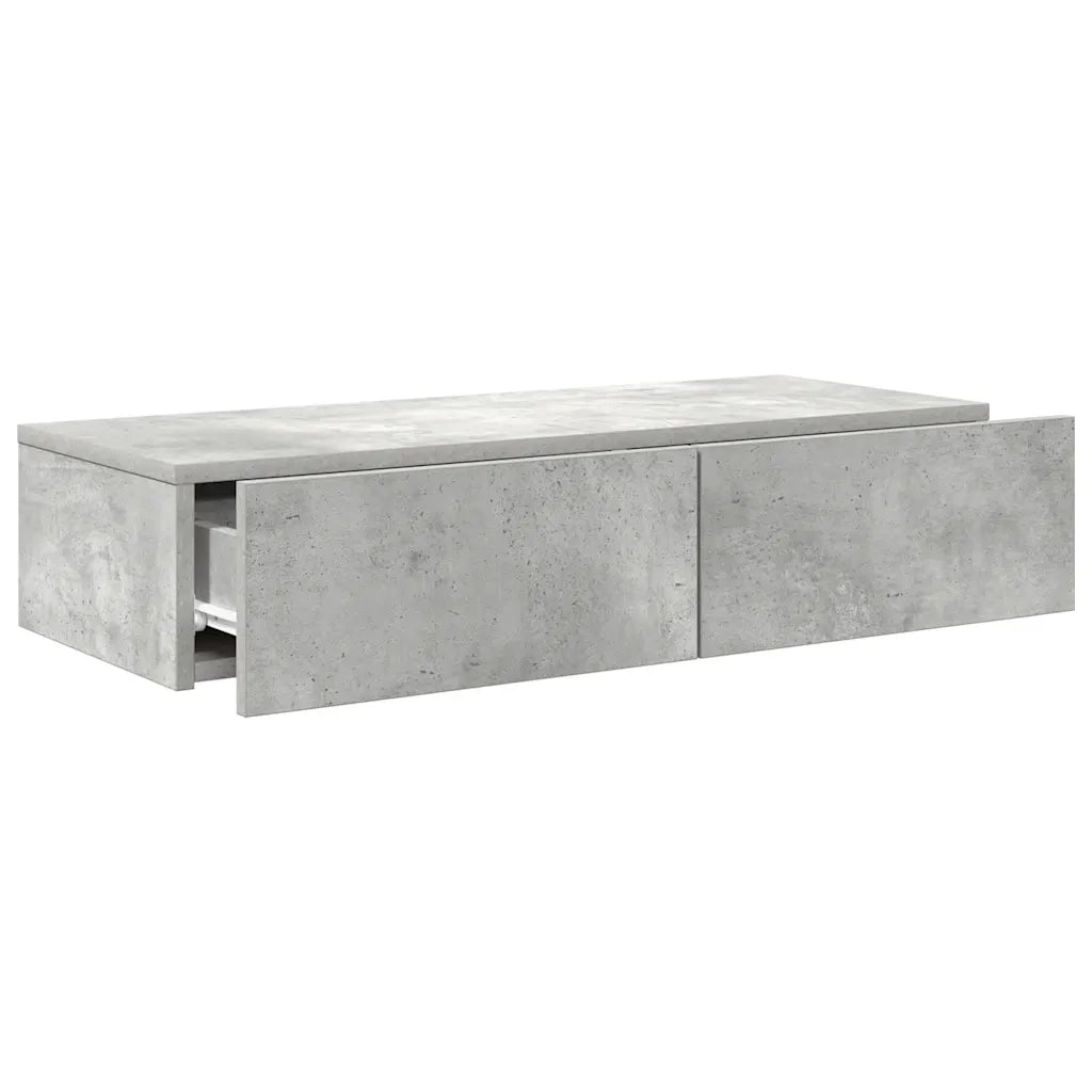 Scaffale a Parete con Cassetti Grigio 80x33x17 cm in Truciolato 859980