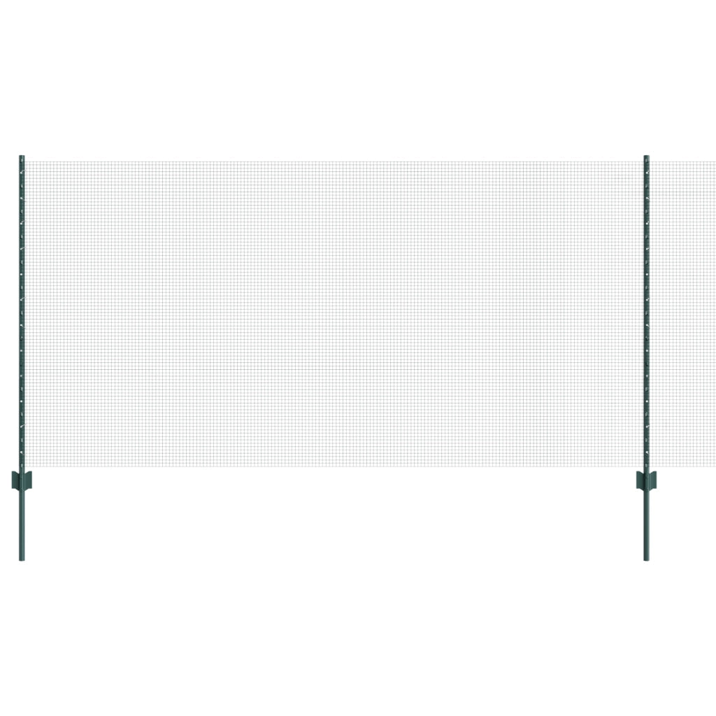 Recinzione in Ferro Saldato con 5 Post U Verde 1,2x10 m Acciaio