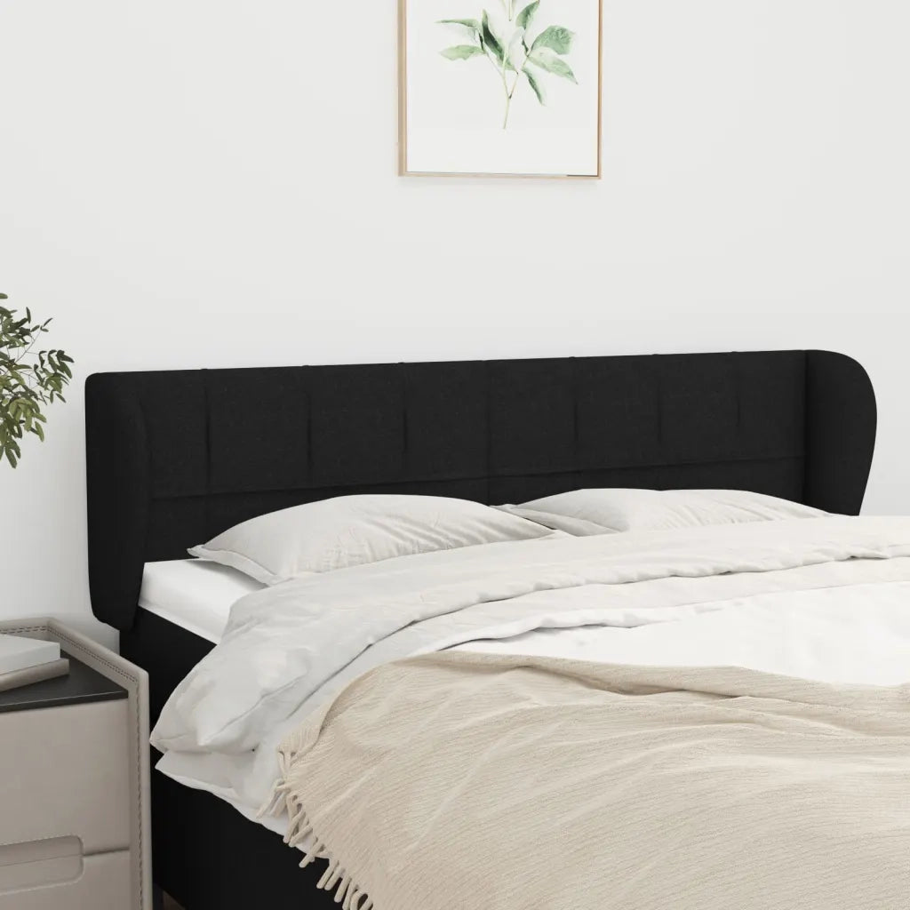 Testiera | Testata ad Orecchio Nera 147x23x78/88 cm in Tessuto