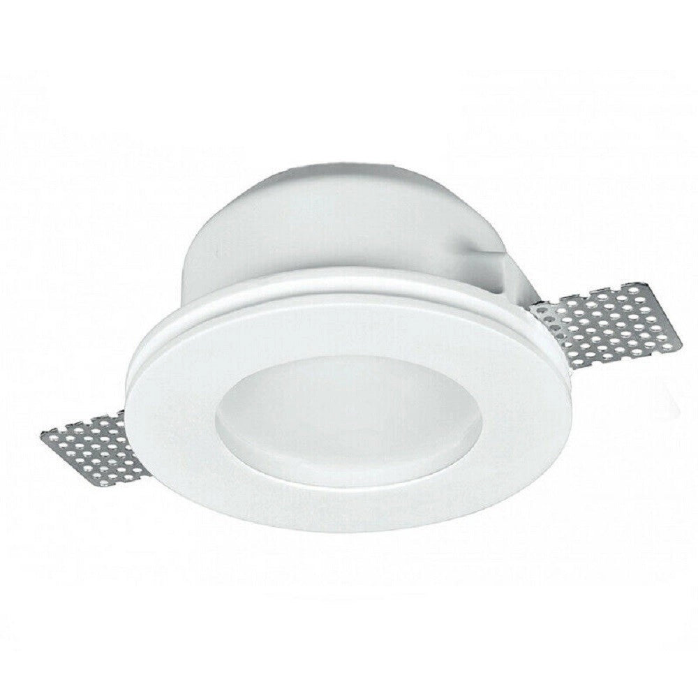 Trade Shop - Portafaretto Gesso Incasso A Scomparsa Supporto Faretto Tondo Con Vetrino Gs-15 -