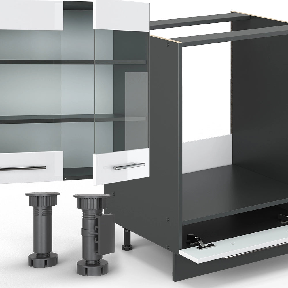 Cucina componibile Fame-Line Bianco lucido/Antracite 355 cm, PL Rovere Vicco