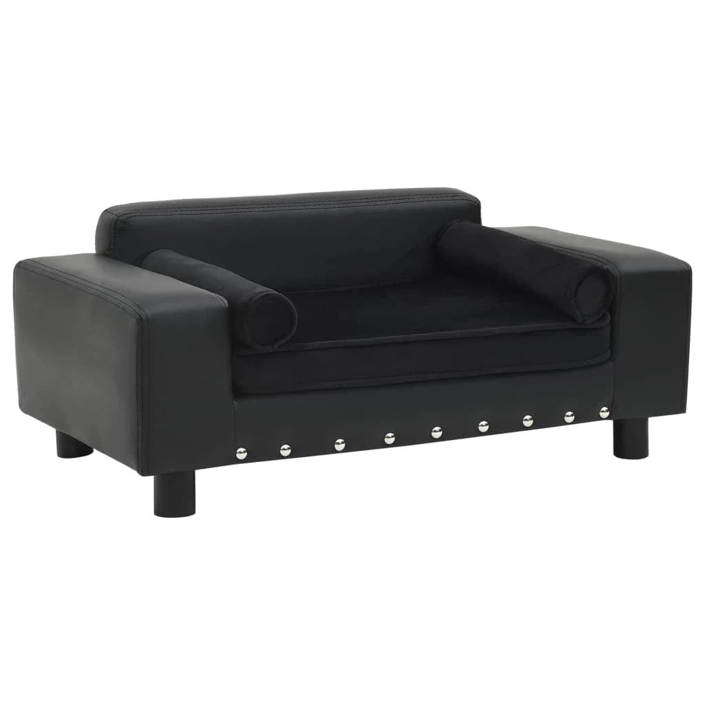 Divano per cani nero 81 cm in peluche e sintetico nero 02_0000208