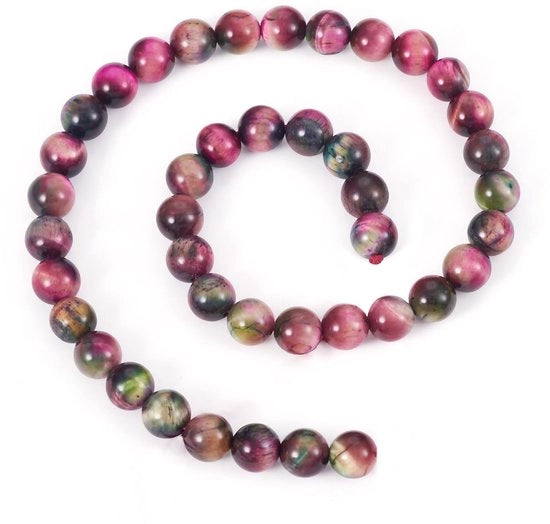 Tijgeroog in Kralen 8mm - Edelsterno con Aspetto Naturale - Stufe Ronde - 47 Pezzi per Fetta - Kralen di Alta Qualità - Lucido e Resistente