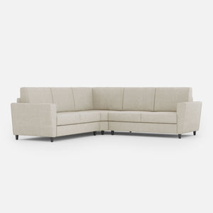 Divano Angolare 5 Posti 228x228x85 cm Yasel in Tessuto Latte