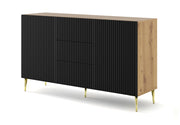 MOBILE RAVENNA B MOBILE IN MDF RIVESTITO IN FOGLIO 2D3S 150 GAMBE IN ROVERE ARTIGIANALE NERO OPACO ORO