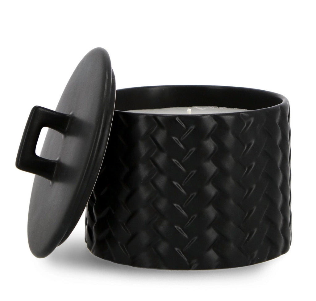Candela con Coperchio Ø14,5x14 cm in Ceramina Twine Nero