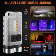 Mini Lampada da Chiave Portatile Caricabile in Rame e Acciaio con Luce UV 10 Modelli 900 Lumen IP65 Impermeabile Connetti con USB C