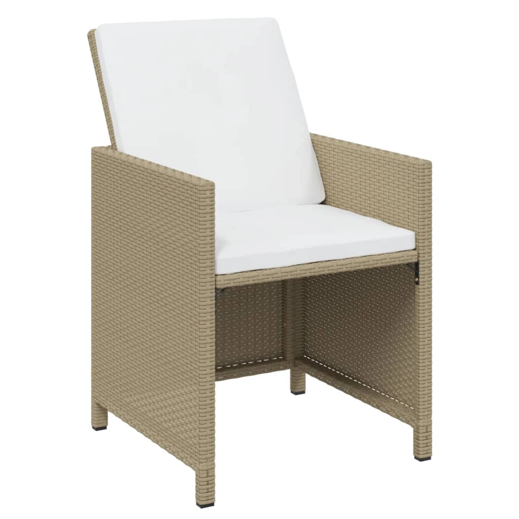 Set da pranzo per esterni composto da 19 pezzi con cuscini in resina intrecciata beige 02_0014427