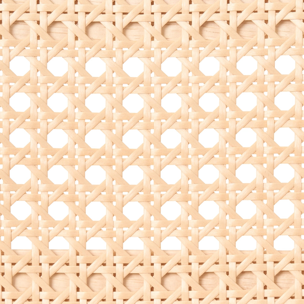 Set di 2 sedie da pranzo con struttura in legno di gomma marrone chiaro schienale in rattan senza braccioli design retrò