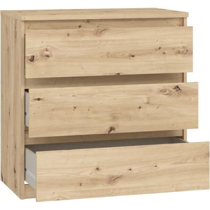 Cassettiera CHELSEA 3 cassetti - 77,2 cm - Decoro rovere artigianale