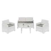 Salottino Outdoor Atrito, set Salotto da Esterno 4 Posti Made in Italy, Bianco