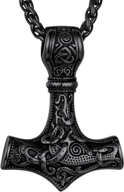 Hanger Personalizzato Odin/Mjolnir - Collana con Rune Norvegese - Talismano Amuleto - Acciaio Inossidabile - Gioielli Viking per Uomo