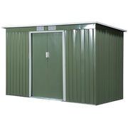 EasyComfort Casetta da Giardino Porta Utensili in Lamiera di Acciaio con Fondazione, Capanno da Giardino in Acciaio con Porte Scorrevoli, 280x130x172cm, Verde Chiaro