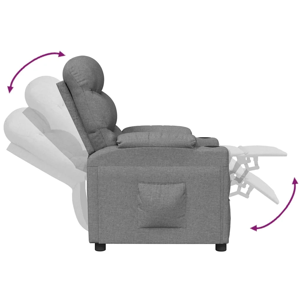 Divano Sedia-Poltrona Reclinabile in Tessuto Grigio Chiaro 471283