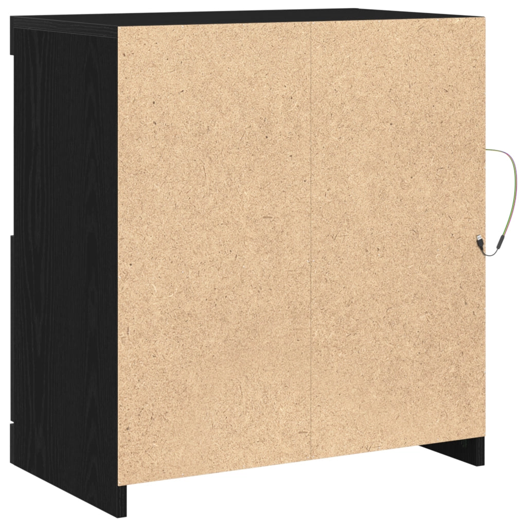 Mobile con luci LED Nero Rovere 60x37x67 cm