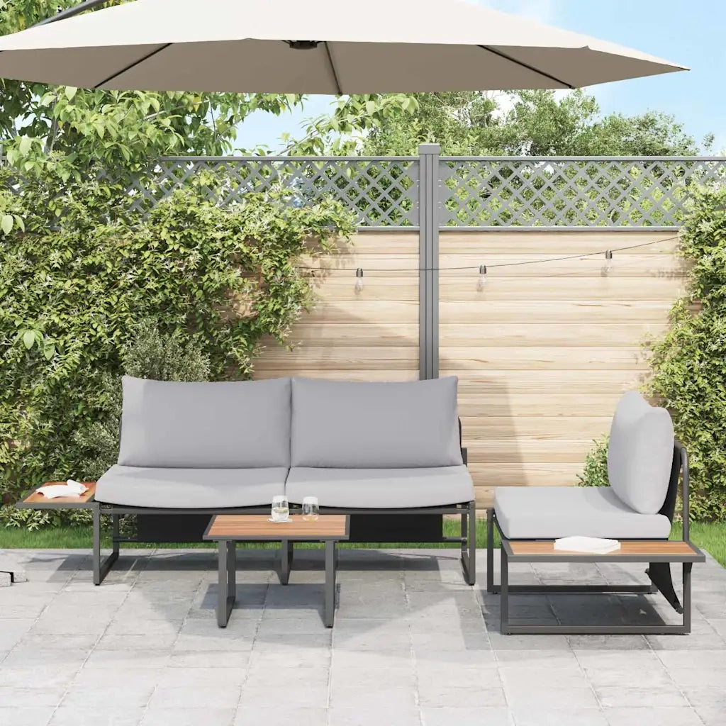 Set da Pranzo per Giardino 3 pz | Set Salotto da Giardino Grigio chiaro Acciaio