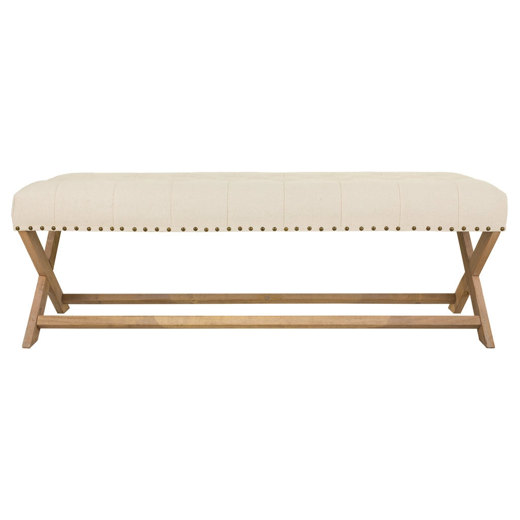 Sgabello imbottita in legno panna 130x46x45h