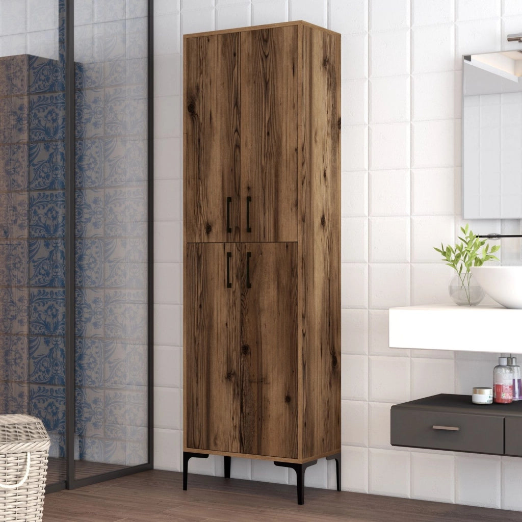 Laino, Armadio Multiuso Grande 6 Ripiani, 60x200h cm Marrone Noce