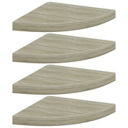 4 pz Scaffali Angolari a Parete | Mensola sospesa Rovere 35x35x3,8 cm in MDF