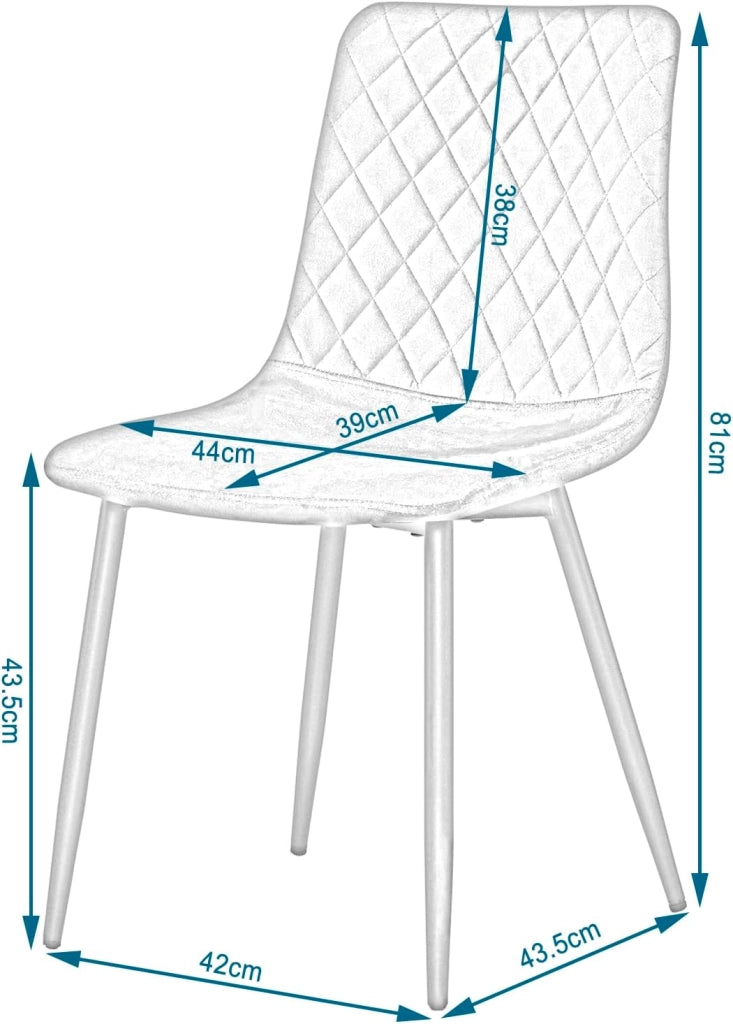 Sedie da Cucina Set da 4, Sedie Imbottite con Gambe in Metallo, Seduta in Velluto, per Camera da Letto, Sala da Pranzo, Nero