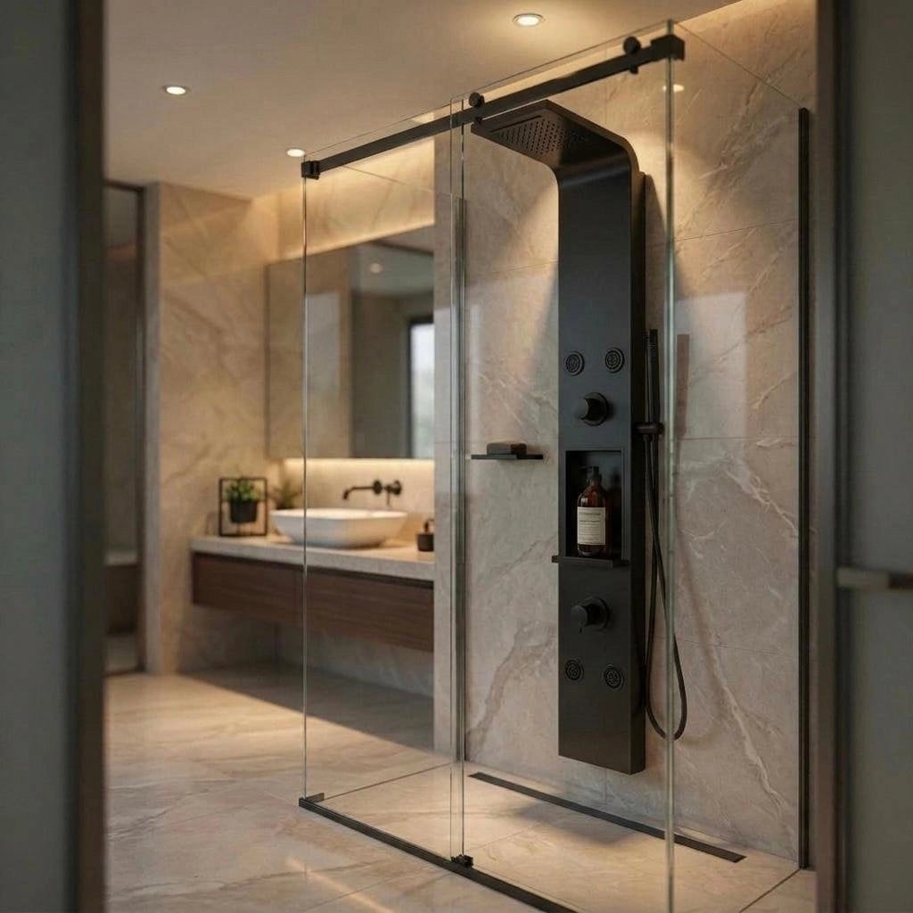 Colonna doccia pannello idromassaggio effetto cascata YH8126 SEUL - Nero
