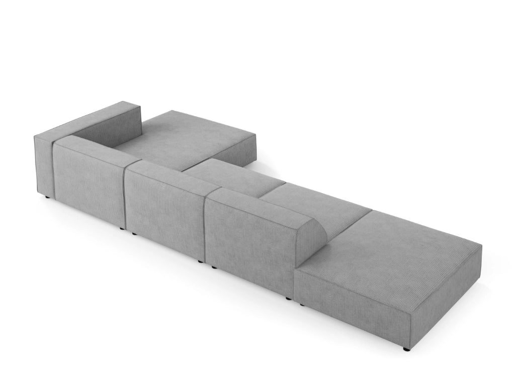Cosmopolitan Design - Divano angolare destro "Arendal" 5 posti in ciniglia con effetto a coste grigio scuro 