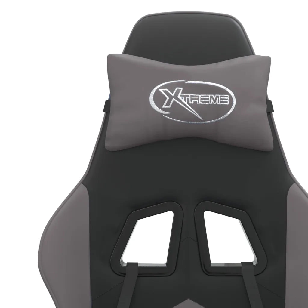 Sedia da Gaming | Sedia da e-sports Girevole Poggiapiedi Nero e Grigio Similpelle