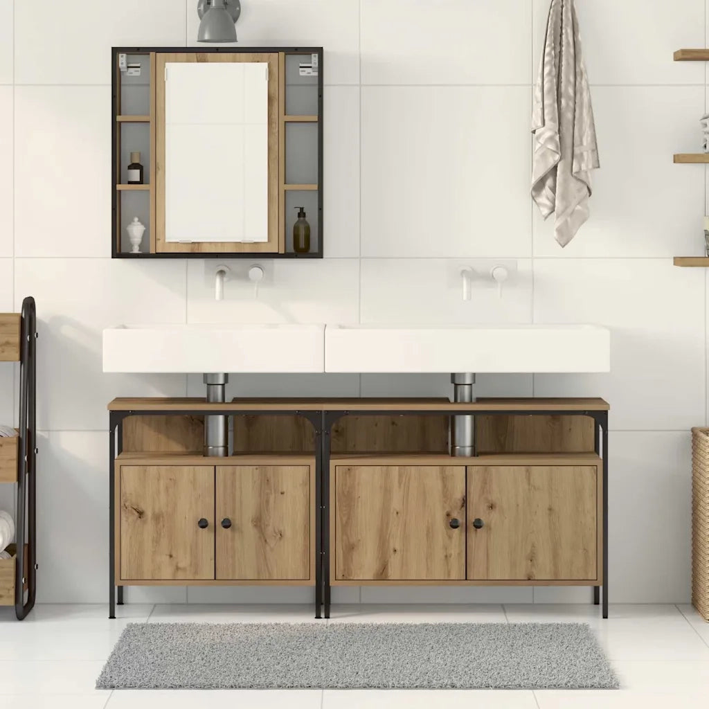 Unità da Bagno con lo scaffale 3 pcs Marrone Legno multistrato 3334398