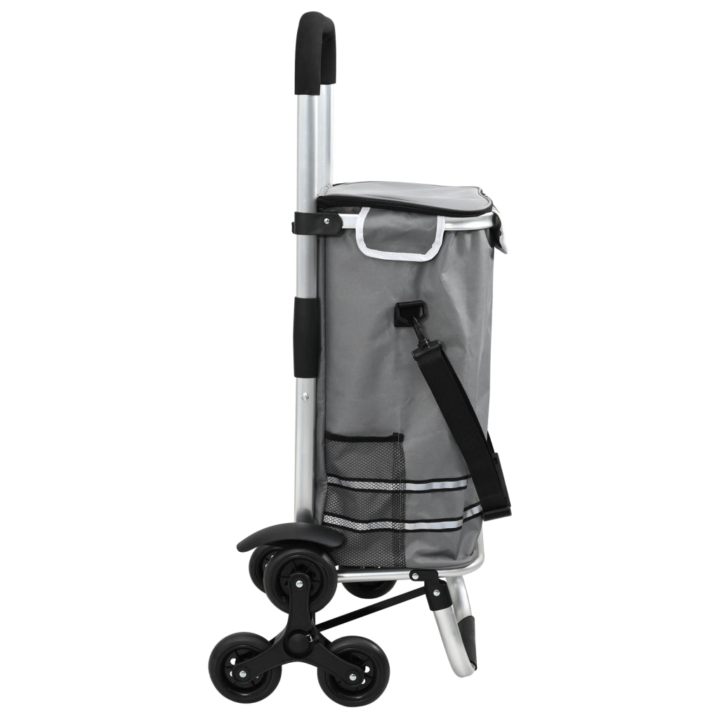 Carrello da shopping  con ruote e manico regolabile grigio 40 L