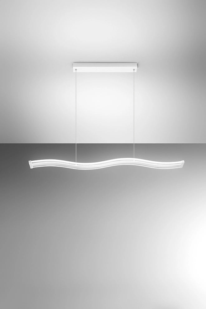 Sospensione in metallo bianco Tape LED 48W CCT 3000K 4000K 6000K 3648 Lm biemissione